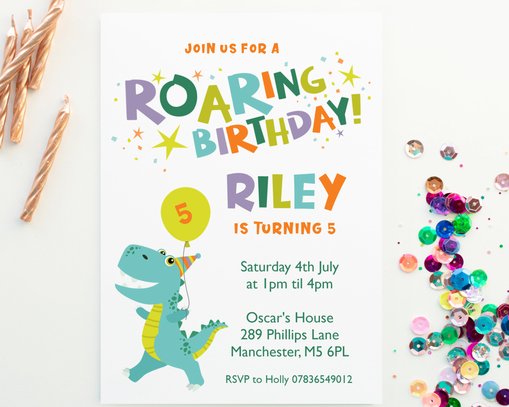 Dinosaur Themed Birthday Party Invitation