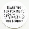 Thank You Birthday Party Stickers Party bag stickers