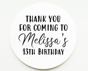 Thank You Birthday Party Stickers Party bag stickers