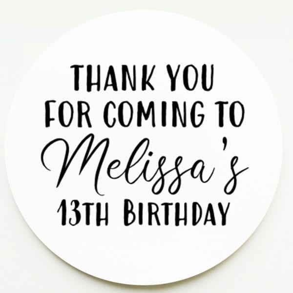 Thank You Birthday Party Stickers Party bag stickers