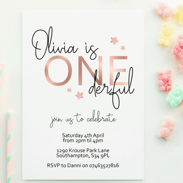 One-derful Birthday Party Invitation - Pink