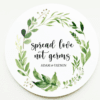 Foilage design spread love not germs wedding labels