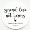 spread love not germs script wedding stickers hand sanitizer labels
