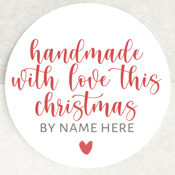 Personalised Handmade With Love at Christmas Stickers