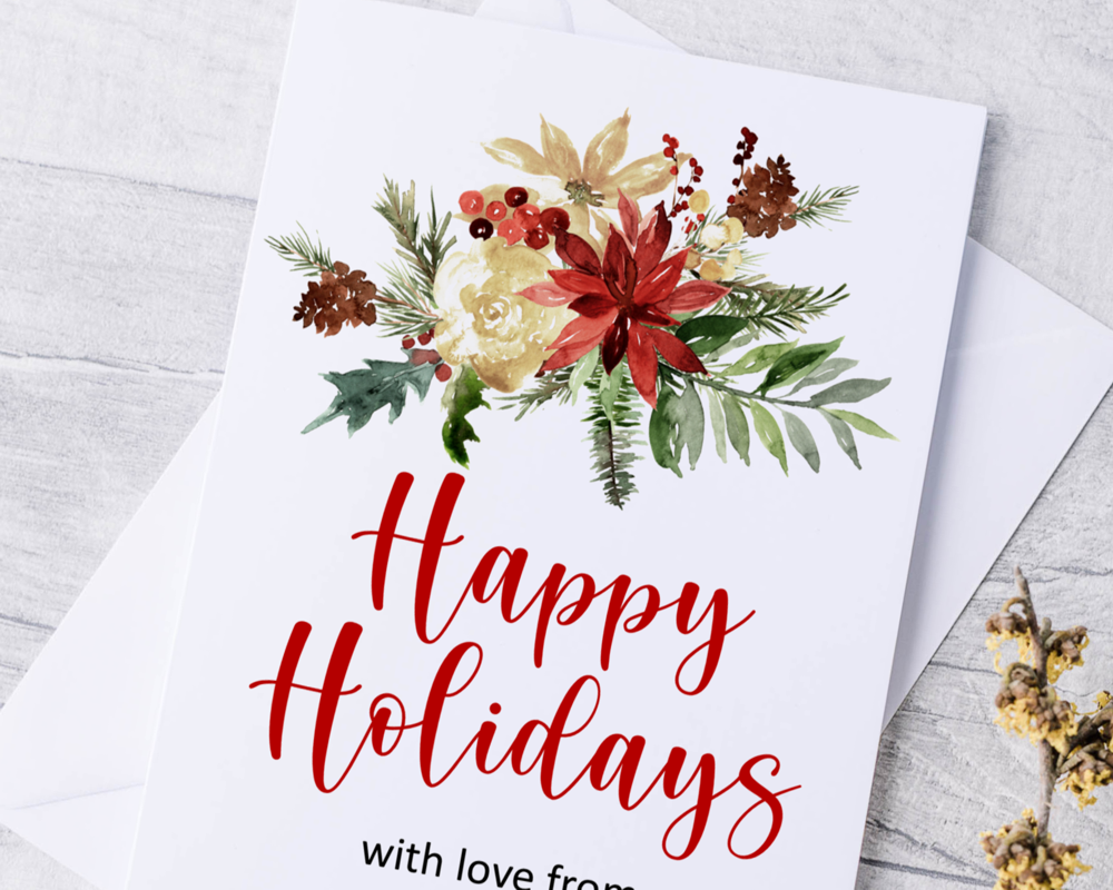 A5 Folded Personalised Happy Holidays Business Christmas Cards - Image 2