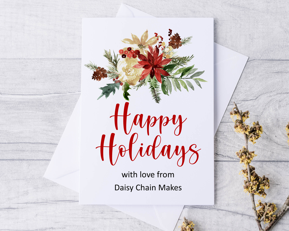 A6 Folded Personalised Happy Holidays Business Christmas Cards