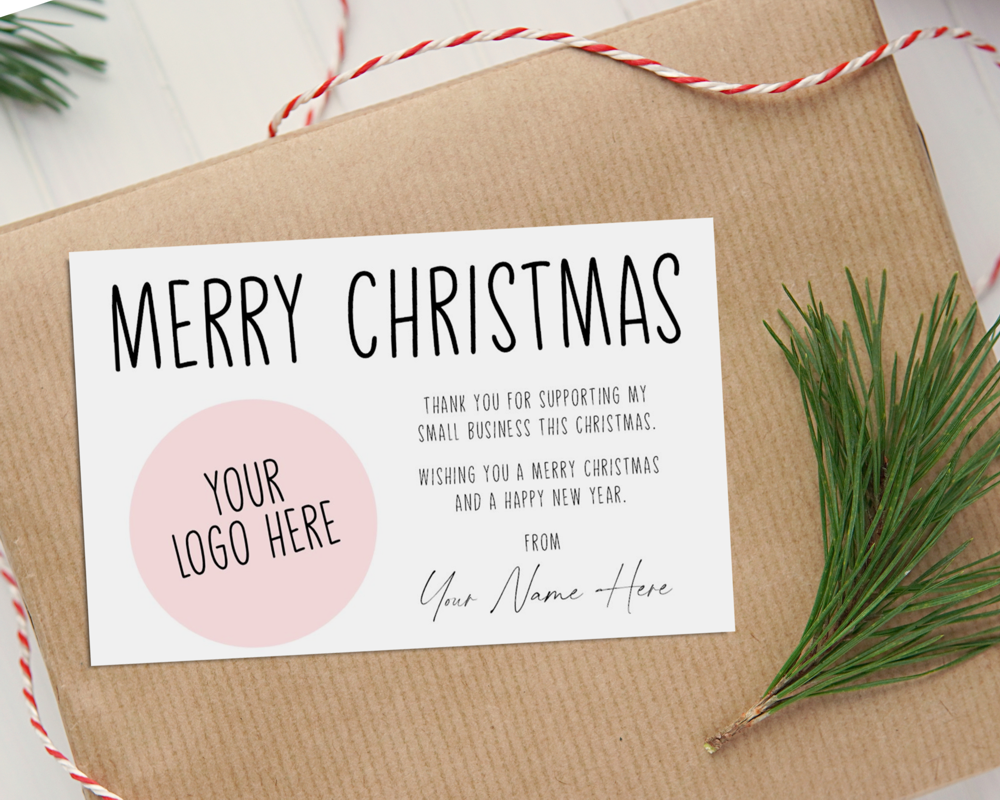 Personalised Logo and Business Name Christmas Thank You Business Cards (Pack of 50) - Image 2