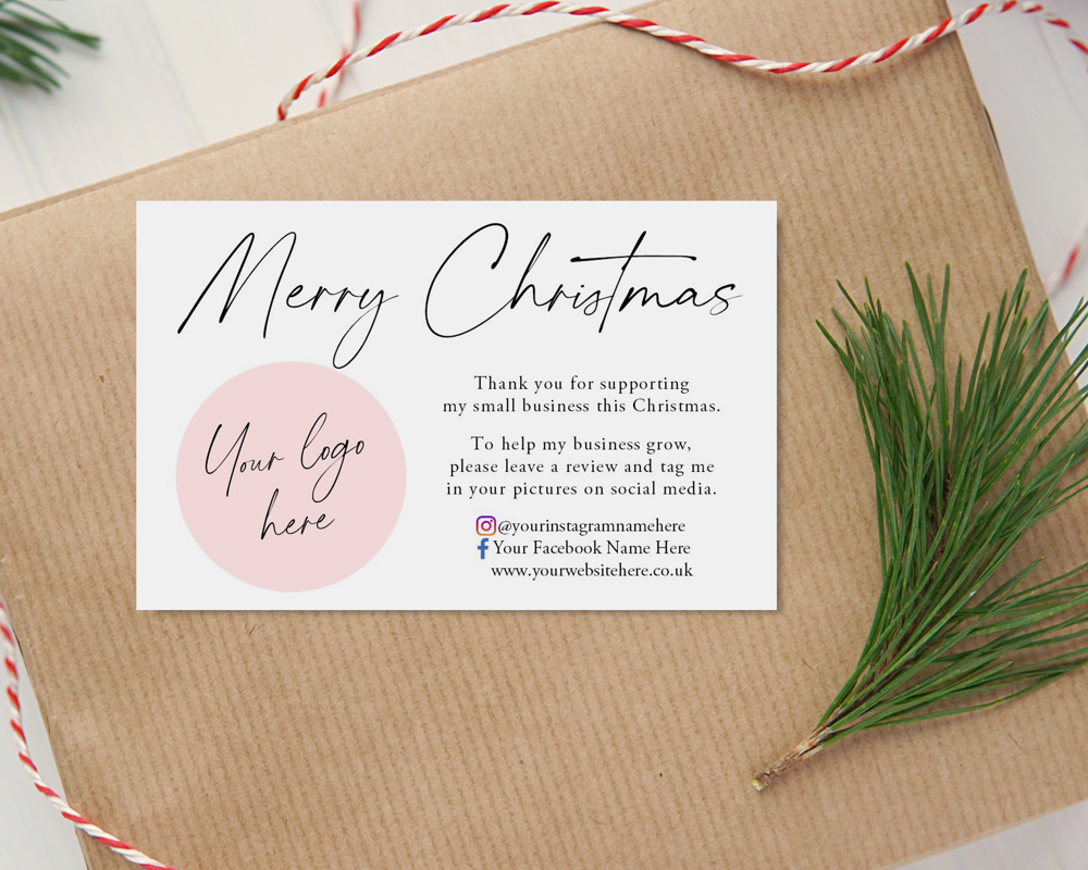 Personalised Christmas Thank You Business Cards - Logo and social media names (50 Cards) - Image 2