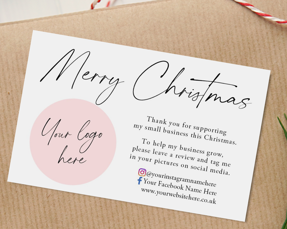 Personalised Christmas Thank You Business Cards - Logo and social media names (50 Cards) - Image 3