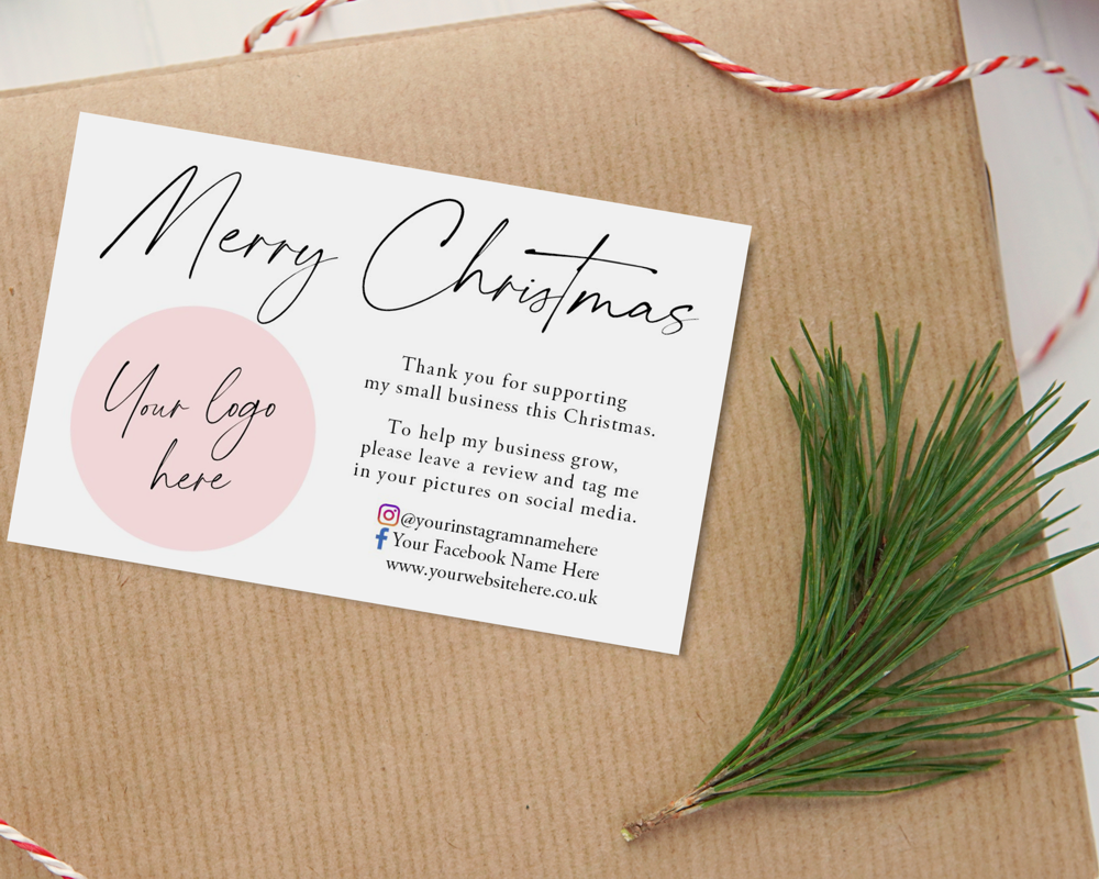 Personalised Christmas Thank You Business Cards - Logo and social media names (50 Cards) - Image 4