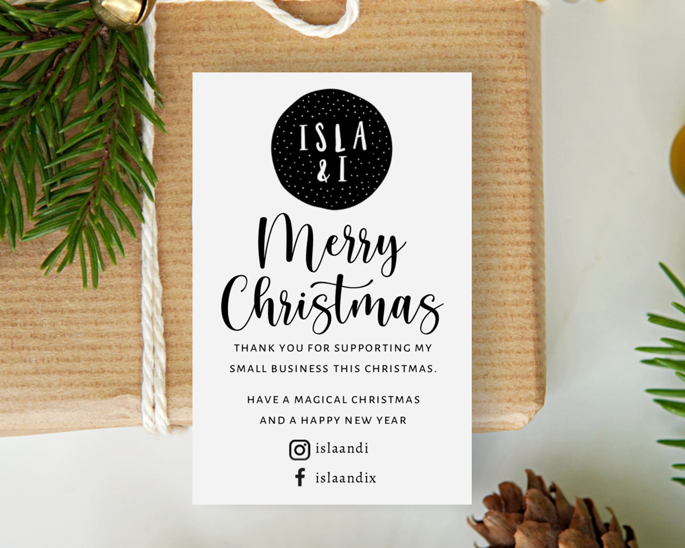 Personalised Festive Business Card with Logo and Social Media Names