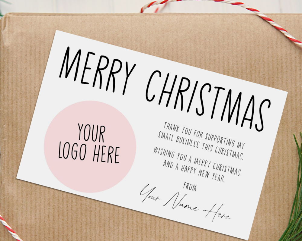 Personalised Logo and Business Name Christmas Thank You Business Cards
