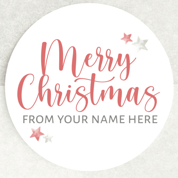 Personalised Merry Christmas Business Sticker Personalised Christmas Sticker with Stars