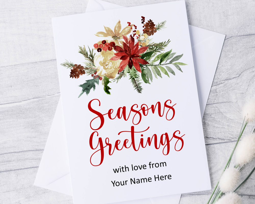 A6 Folded Personalised Seasons Greetings Christmas Cards - Image 2