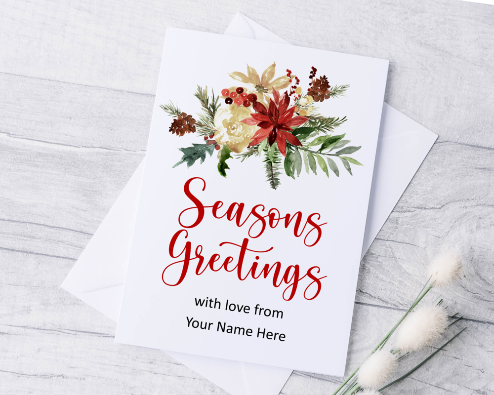 A6 Folded Personalised Seasons Greetings Christmas Cards - Image 4
