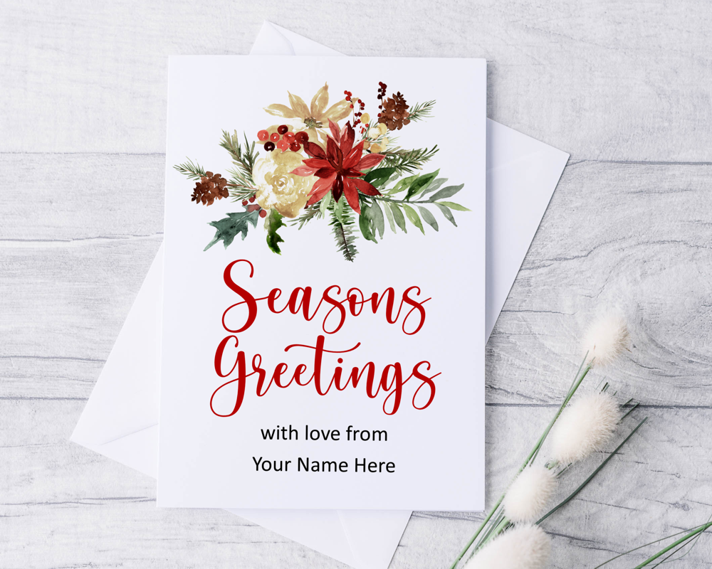 A6 Folded Personalised Seasons Greetings Christmas Cards - Image 6