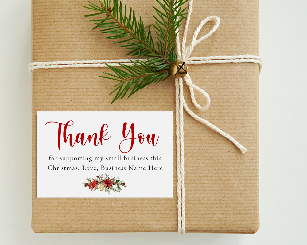 Personalised Christmas Garland Thank You Business Card (Pack of 50) - Image 2