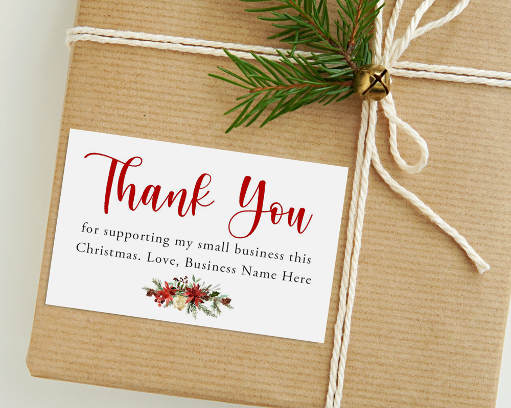 Personalised Christmas Garland Thank You Business Card (Pack of 50) - Image 3