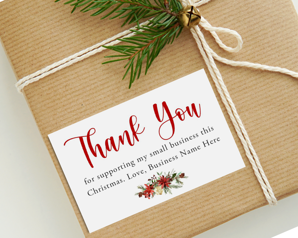 Personalised Christmas Garland Thank You Business Card (Pack of 50) - Image 5