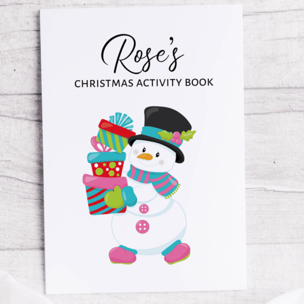 personalised Christmas Activity Books Children's Christmas Snowman Personalised Activity Books