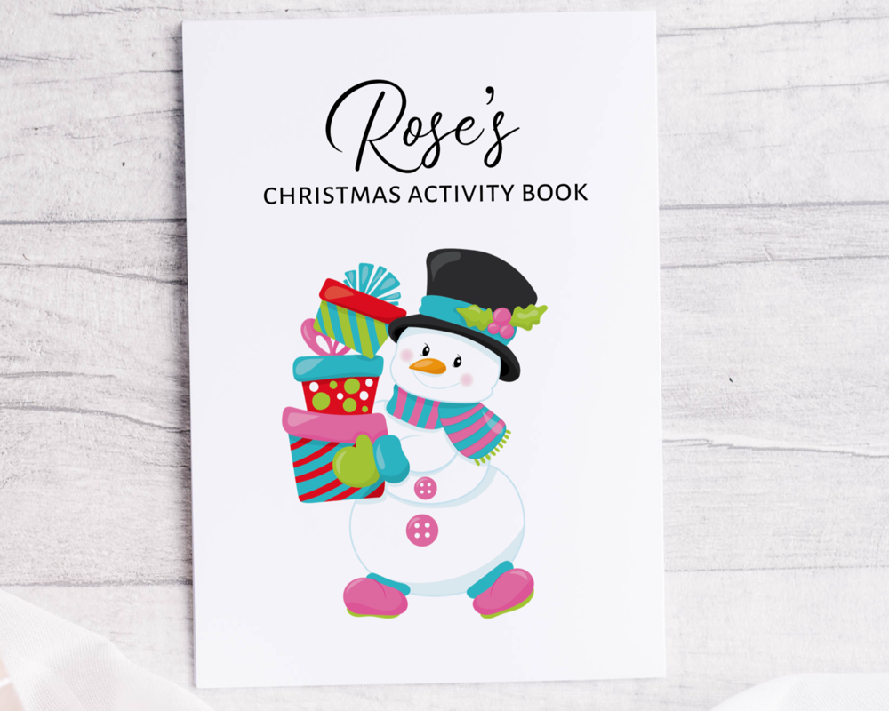 personalised Christmas Activity Books Children's Christmas Snowman Personalised Activity Books