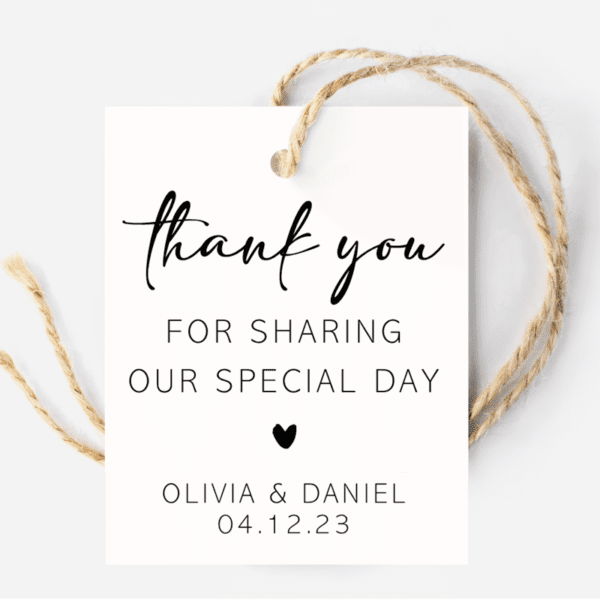 Personalised Thank You Tags for Wedding Favours
